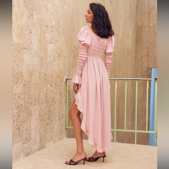 Sleeper - Juliette Shirred Asymmetric Dress - Pink - Size S - NWT - Picture 2 of 14